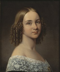 Jenny (Johanna Maria) Lind - Muotokuva sopraano Jenny Lindistä (1820-1887), kirjoittanut Sandberg, Johan Gustaf (1782-1854). Öljy puulle, vuoden 1844 jälkeen. Mitat : 24x19 cm. Tukholman kansallismuseo