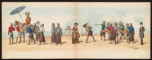 Delftin opiskelijoiden naamiaiset, 1857 (levy 6) Delftin opiskelijakunnan jäsenten pitämä pukukulkue 5. toukokuuta 1857, ja se kuvaa Djokjokartan sulttaanin Garebeg-kulkuetta ja Hollannin tyypillisimpiä tyyppejä.
