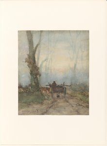 Viljelijän kärryt metsätiellä tekijältä Johan Hendrik Weissenbruch (signed by artist)