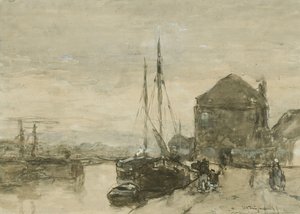 Näkymä Turfmarktille ja Eendjespoortille Haarlemissa Näkymä Turfmarktille Eendjespoortin kanssa Haarlemissa tekijältä Johan Hendrik Weissenbruch