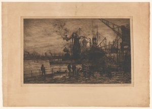 Näkymä Rotterdamin satamasta tekijältä Johan Hendrik van Mastenbroek (signed by artist)