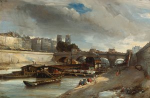 Boot wasplaats de buurt van de Pont Neuf, Parijs