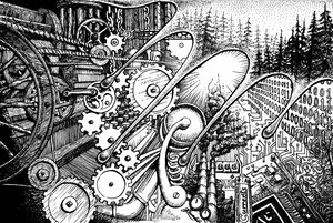 Steampunk-digitaalinen metsä tekijältä Johan Liewendahl