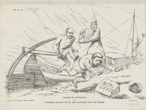 Sarjakuva Bismarckista ja Saksan valaliitosta, 1866 Limburg ja Itävalta tai kaksi tapaa erota Saksan valaliitosta (otsikko esineessä)