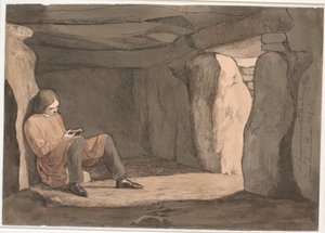 Lorents Frölich istuu käytävähaudassa tekijältä Johan Thomas Lundbye