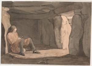 Lorents Frölich istuu käytävähaudassa tekijältä Johan Thomas Lundbye