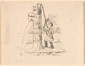Mail. Kuvitus Kaalundin "Fables for Children" -kirjaan. Katso kommentti arkkiluettelosta. tekijältä Johan Thomas Lundbye