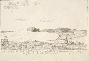 Seelannin maisema. Taustalla Vejrhøj, liimattu f.n. sivu 6 tekijältä Johan Thomas Lundbye