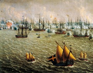 Skargardin taistelu ruotsalaisten ja venäläisten laivastojen välillä Ruotsin Suomen herruudesta, 10.7.1790, Johan Tietrich Schoultz (1754-1807), Venäjän ja Ruotsin sodat