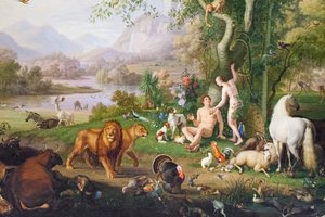 Adão e Eva no Jardim do Éden (óleo sobre tela) finlandês