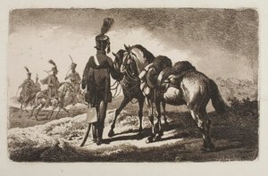 Husaari ja hevosia tekijältä Johann Adam Klein