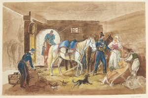 Ratsumiehet tallissa tekijältä Johann Adam Klein