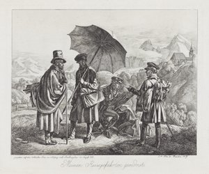 Taiteilijat matkallaan, pubi. 1819 tekijältä Johann Adam Klein