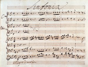 J A Hassen (1752) Adriano in Siria -musiikkipartituurin ensimmäinen sivu tekijältä Johann Adolph Hasse