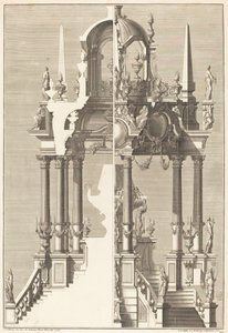 Katafalkki tekijältä Johann Andreas Pfeffel I after Giuseppe Galli Bibiena