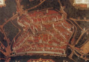 Ansicht der Stadt Wangen (Allgäu); Rathaus Wangen tekijältä Johann Andreas Rauch