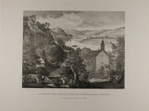 Näkymä Moselin laaksoon Trierin alapuolella, etualalla Pallienin kalliot. tekijältä Johann Anton Alban Ramboux