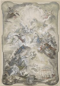 Neitsyt ja pyhät rukoilevat Kristuksen edessä kadonneiden sielujen puolesta, 1771 tai ennen. tekijältä Johann Baptist Enderle
