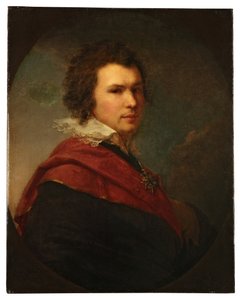 Muotokuva venäläisestä runoilijasta Apollon Alexandrovich Maykovista - Johann Baptist von Lampi le Jeunen öljy kankaalle (1775-1837) tekijältä Johann Baptist II Lampi