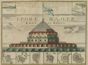 Kronstadtin linnoituksen suunnitelma, 1750 tekijältä Johann Baptista Homann