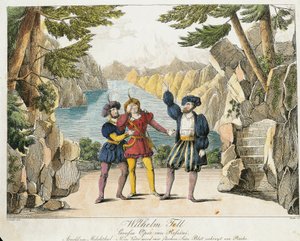 Kohtaus Gioachino Rossinin teoksesta "William Tell", kaiverrus Zincke (värikaiverrus) tekijältä Johann Christian (after) Schoeller