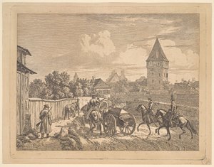 Venäläiset lanserit saattamassa rykmentti Cassonnea, 1816.