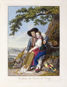 Puvut Zougin kantonista, 1819 tekijältä Johann Christian Reinhardt