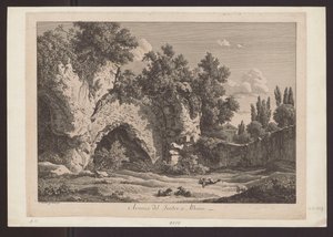 Albanon teatterin jäännös (paimen lampaineen raunioiden keskellä) tekijältä Johann Christian Reinhart