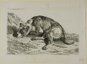 Koiran makaaminen, teoksesta The Second Succession of the Thief tekijältä Johann Christian Reinhart