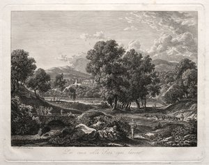 Sankarillinen maisema: Paimenet tanssivat sillalla, 1792.