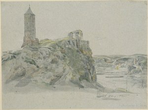 Giebichensteinin linnan rauniot Halle an der Saalen lähellä tekijältä Johann Christian Reinhart