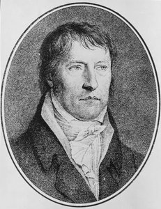 Saksalaisen filosofin Georg Wilhelm Friedrich Hegelin (1770-1831) muotokuva, kaiverrettu noin vuonna 1825, kaivertaja F.W. Bollinger (1777-1825). tekijältä Johann Christian Xeller