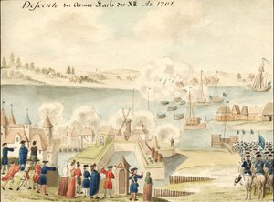 Kaarle XII ylittää Dünan 1701, 1770-1780 tekijältä Johann Christoph Brotze