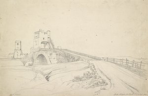 Ponte Salario lähellä Roomaa, 1821 (grafiitti luonnonvalkoiselle paperille).