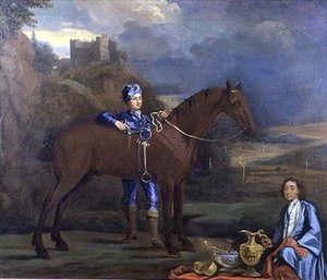 Kilpahevosen ja Jockeyn muotokuva, n. 1690 (öljy kankaalle) tekijältä Johann Closterman