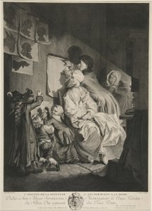 Maalauksen alkuperä tai muodikkaita muotokuvia; pub. 1767