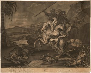 Ca. 1770 Aasian allegorinen sekatintta. tekijältä Johann Elias Ridinger
