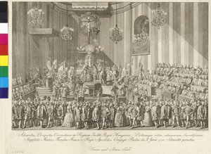 Keisarinna Maria Teresian kruunajaiset Unkarin kuningattareksi 10. kesäkuuta 1792 Budapestissä.