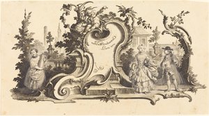 Modernit cartouchit, joissa on [eri figuurit] (levy VI-1 sarjasta) tekijältä Johann Esaias Nilson