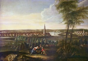 Näkymä Pyhän Hengen kirkolle ja Nowawesin esikaupunkiin Brauhausbergistä, 1771
