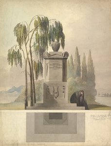 Suunnitelma haudalle, Rothgeisser Nürnbergissä, korkeus ja pohjapiirros, 1826. tekijältä Johann Georg Dürschner