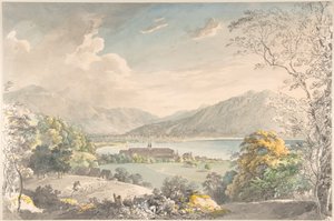 Näkymä Tegernseen luostarista koillisesta katsottuna tekijältä Johann Georg von Dillis