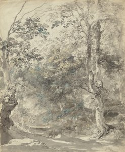 Metsäinen maisema lehmien kanssa tekijältä Johann Georg von Dillis