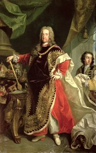 Kaarle VI (1685-1740), Pyhän Rooman keisari, joka pukeutuu Kultaisen Fleecen ritarikunnan kaapuihin