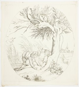 Havainnoimaton mies vakoilee makuuisia rakastajia tekijältä Johann Heinrich Ramberg
