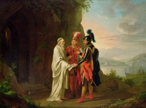Carlo ja Ubaldo vierailevat velhon luona etsiessään kadonnutta Rinaldoa, 1782 tekijältä Johann Heinrich Tischbein