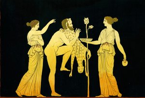 Kaksi maenadia tarjoavat viiniä Dionysokselle n. 1796 tekijältä Johann Heinrich Wilhelm Tischbein