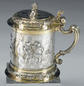Tankard, Danzig, n. 1680 (kullattua hopeaa) (katso myös 469712) tekijältä Johann II Rohde