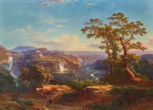 Näkymä Tivolille ja vesiputouksille. 1860