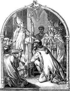 Saksin johtajan Widukindin kaste E. Dullerin kuvitus Saksan kansan historiasta, 1840